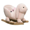 Qaba Rabbit Wooden Rocking Horse with Simulated Sound, Wooden Base, Seat Belt, Plush Stuffed Rocking Chair for Baby, Toddler, 18
