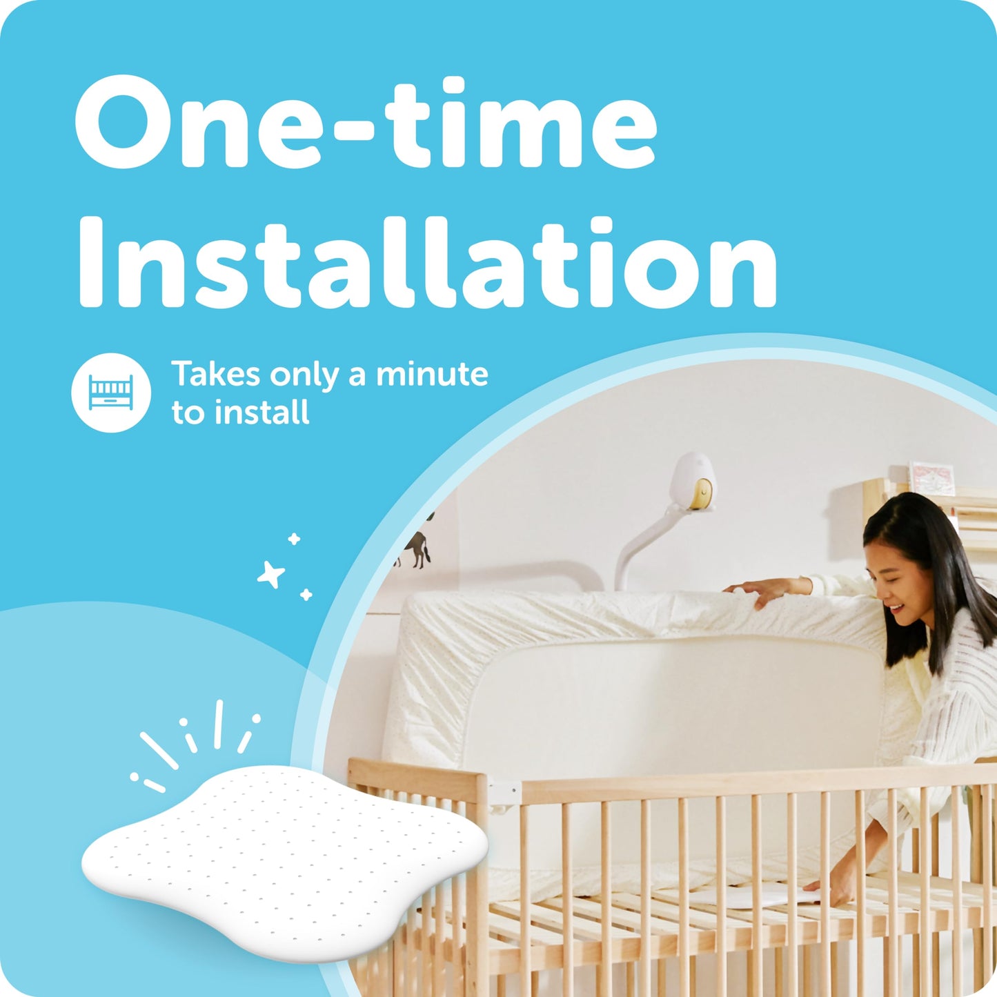 Cuboai Sleep Sensor Pad - Real-Time Baby Micro Movement Tracking & Motion Detection With Proactive Ai Baby Safety Alerts, Non-Co