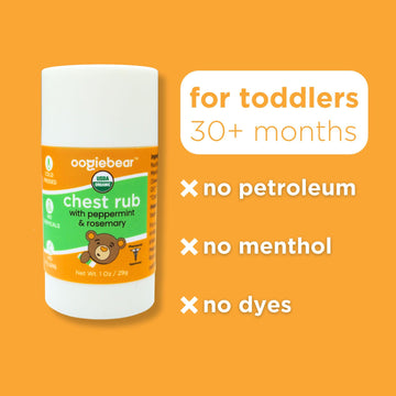 Oogiebear Kids Chest Rub, Usda Organic Soothing Peppermint & Rosemary For Breathing Relief And Comfort, Petroleum Free, 1.0 Oz B