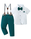 Disaur Baby Boy Clothes Suits, 1-5T Toddler Dress Short Shirt With Bowtie + Suspender Pants Outfit Sets Gentleman Wedding