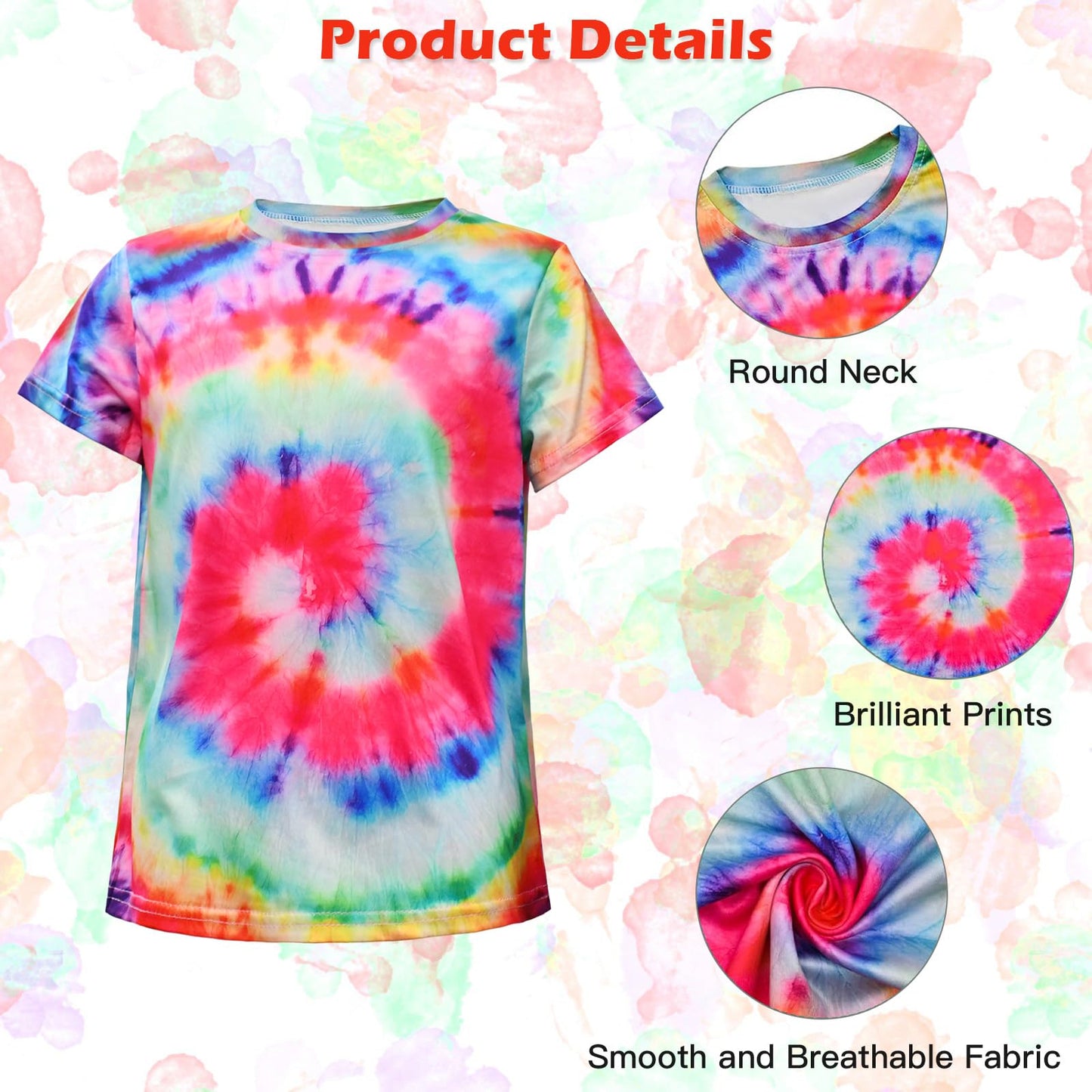 Xonyicos 4Pcs Hippie Costume For Kids Boys Girls 60S 70S Colorful Shirts Halloween Party Cosplay For 4-12Years (Pink, Xs)