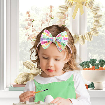 Yanjie Easter Baby Bows Rabbit Bow For Girls Newborn Infant Easter Bunny Ears Bow Elastic Nylon Headband Easter Hair Accessories