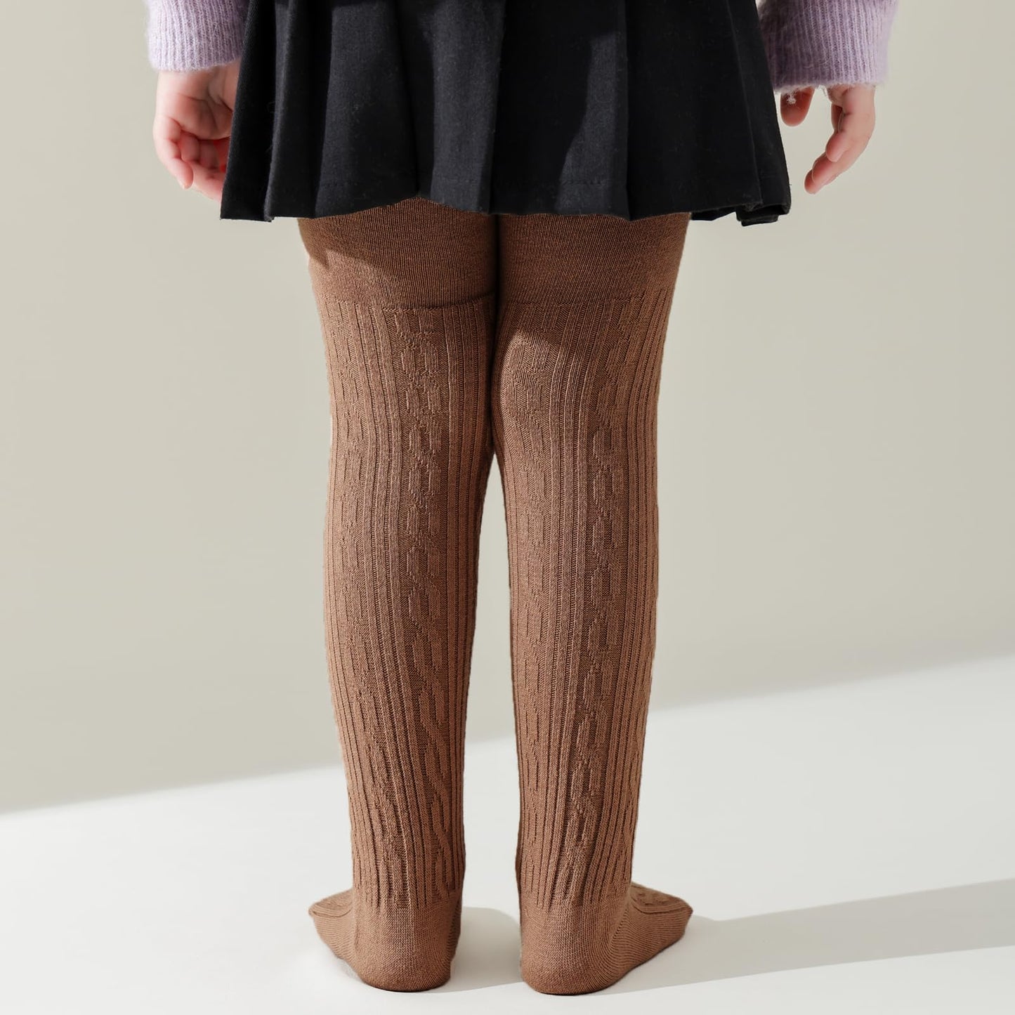 Mini Angel Baby Tights 2-4 Years Girls Tights Toddler Cable Knit Leggings Soft Cotton Stockings Pantyhose 3 Pack (Black,Coffee,O