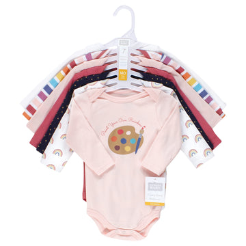 Hudson Baby Unisex Baby Cotton Long-Sleeve Bodysuits, Creativity, 3-6 Months