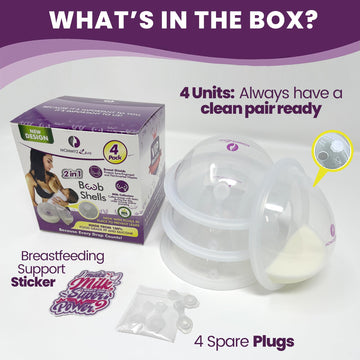 Mommyz Love Breast Shells & Milk Catcher For Breastfeeding New Model With Plugs - Breast Milk Catcher To Relieve Cracked Sore &