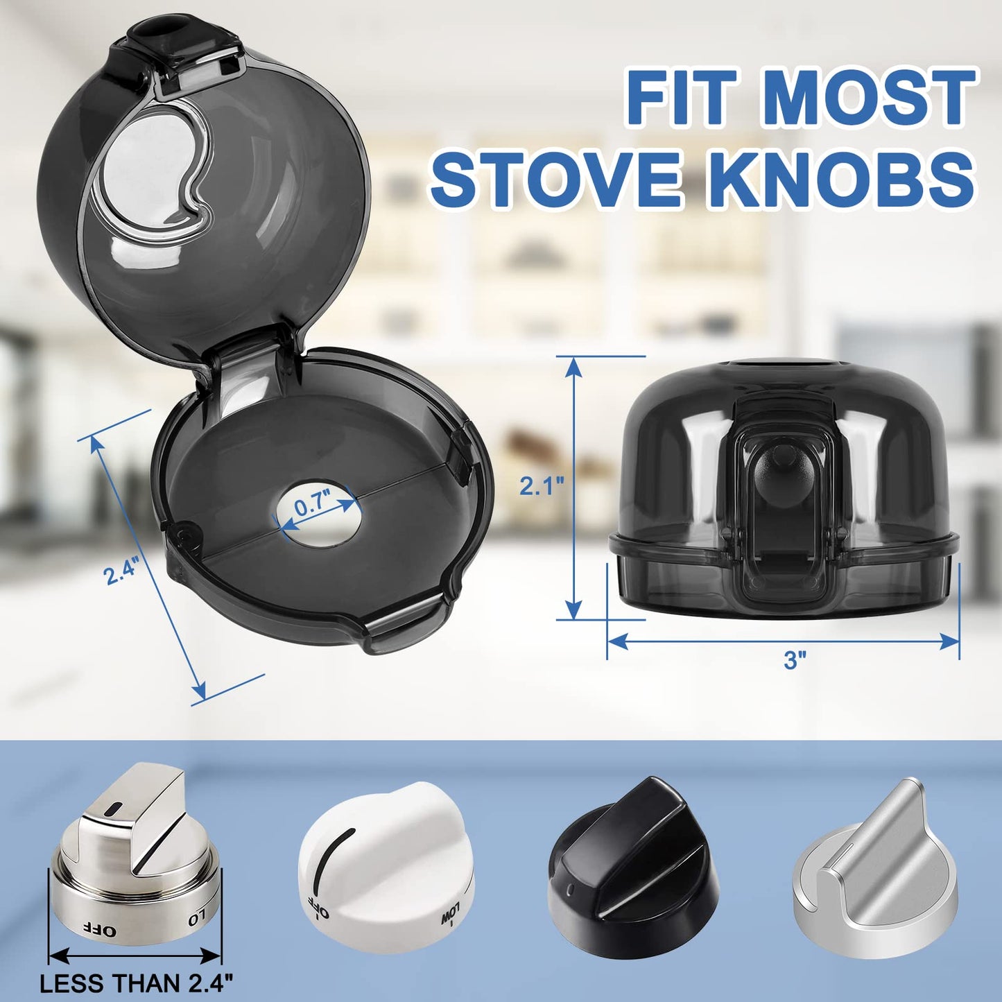 Grenfu Stove Knob Covers For Child Safety (5 + 1 Pack) Gas Stove Knob Covers With Strong Adhesive Double-Sided Tape Oven Knob Co