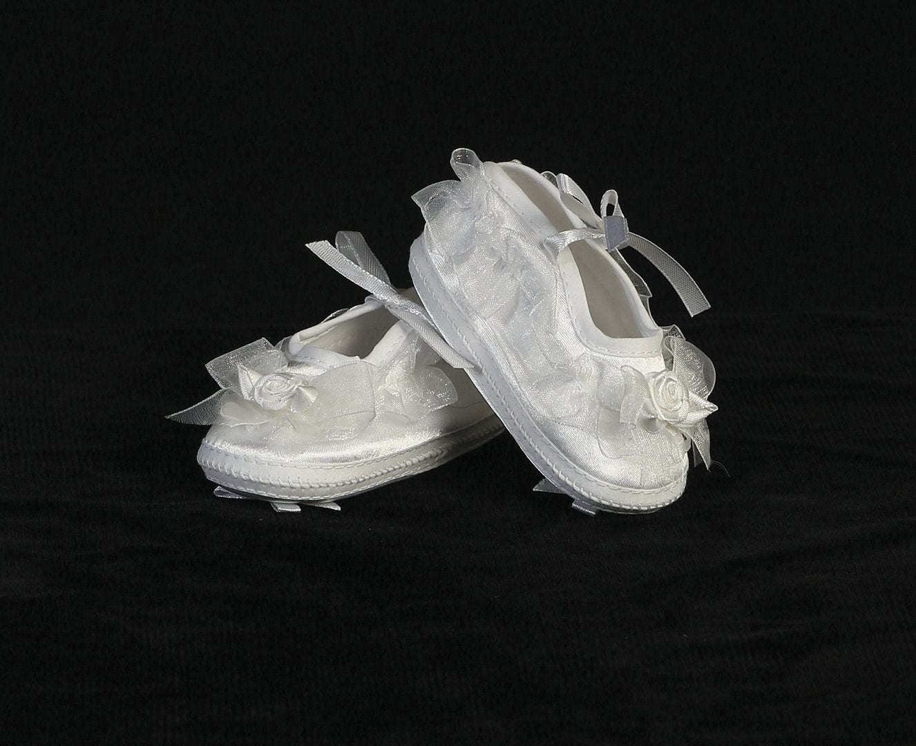 Girls Organza Trim Bootie Ideal For Christening Baptism Blessing Or Any Special Occasion - Size 0