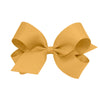 Wee Ones Girls' Classic Grosgrain Hair Bow With Plain Wrap Center On A Weestay Hair Clip, Handmade, Large Sized Bow, Old Gold