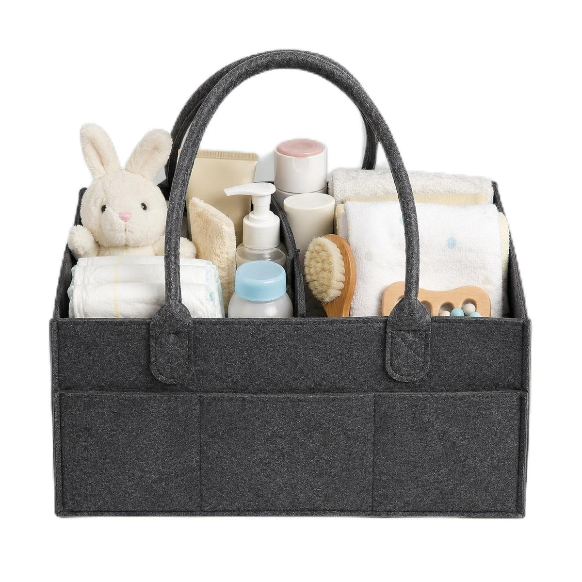 Kemiv Felt Diaper Caddy Organiser Bag, Dark Grey.