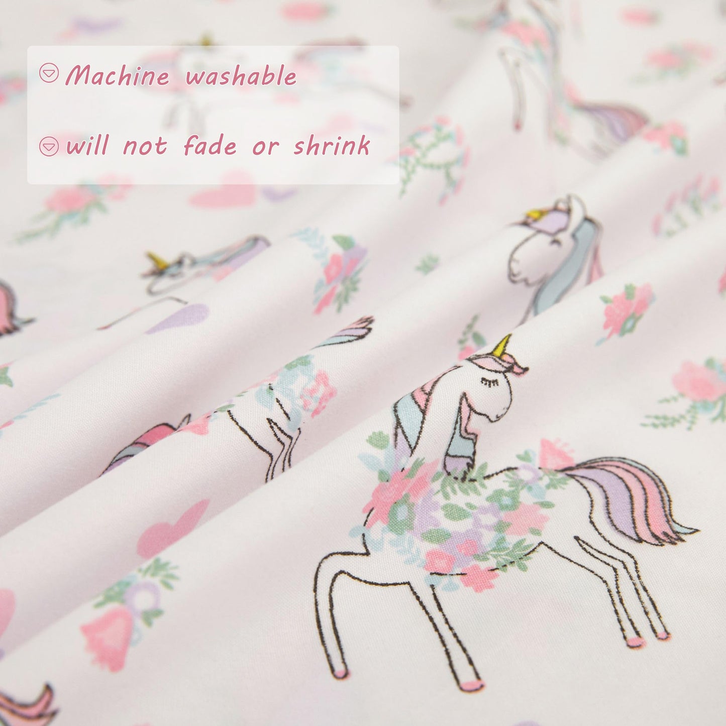 Viviland Unicorn Toddler Comforter Sets, Cute Girls Toddler Bedding Set, Soft Microfiber Toddler Bed Set