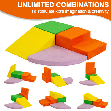 Reliancer 4Pcs Climb & Crawl Foam Block Play Set,Toddler Modular Foam Climbing Blocks,Interactive Kids Soft Building Blocks Toy