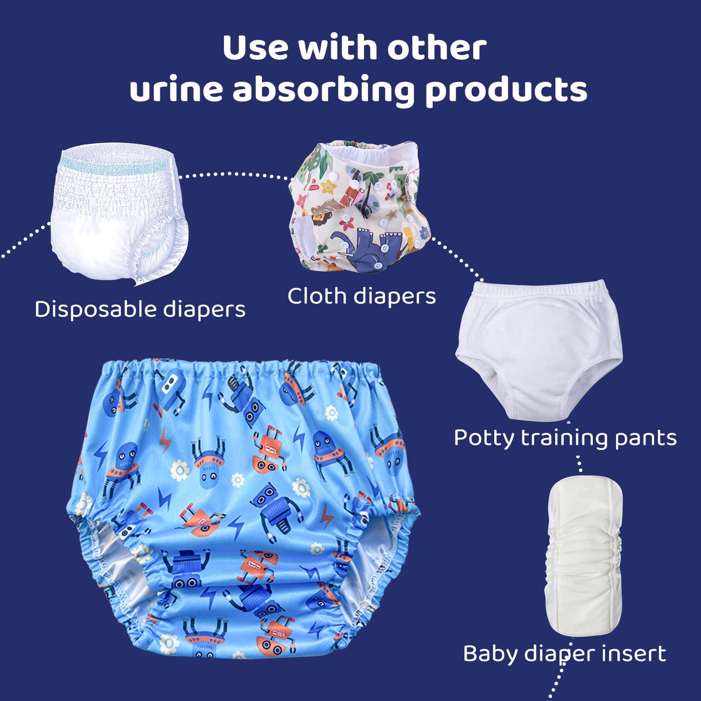 Bisenkid 6 Packs Waterproof Plastic Pants For Toddlers Potty Training Pants & Good Elastic And Breathable Diaper Cover For Girl