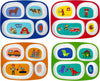 4E'S Novelty Set Of 4 Melamine Dinner Plates For Kids Boys - Divided Plates For Picky Eater, Bpa Free, Toddler Eating Essentials