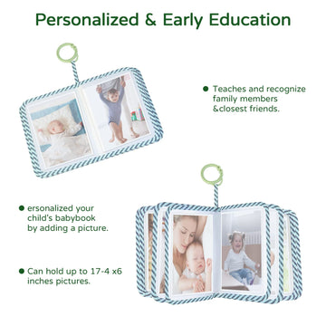 Boczif Baby Photo Album, Baby Memory Book Holds 4X6 ' Pictures, Soft Photo Cloth Book With Milestone Cards, Gift Set For Newbor
