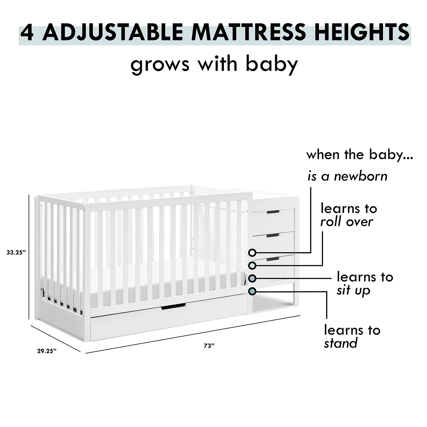 Carter'S By Davinci Colby 4-In-1 Convertible Crib & Changer Combo