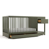 Graco Teddi 5-in-1 Convertible Crib & Changer with Drawer (Olive) - GREENGUARD Gold Certified Baby Crib Crafted from Wood, Conve