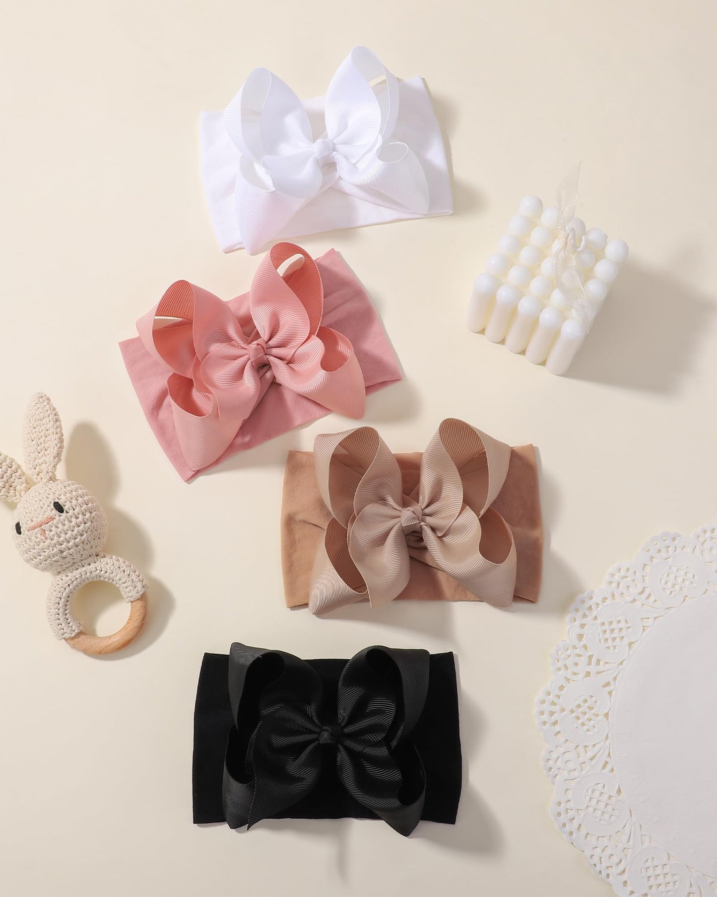 Doboi 6Pcs Baby Girl Headbands - Ribbon Bow Nylon Hair Accessories For Infants, Newborns, And Toddlers