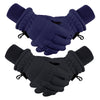 2 Pairs Kids Winter Ski Gloves Waterproof Warm Snow Mittens Full Finger Gloves For Toddlers Infants (Black, Navy Blue,10-15 Year