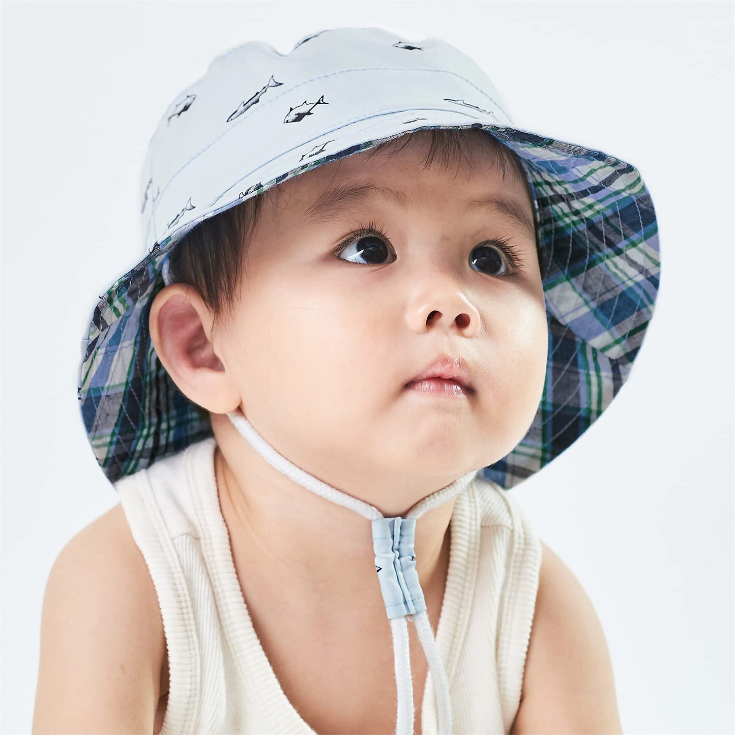 Durio Infant Sun Hat Baby Hats Summer Beach Upf 50+ Sun Protection Newborn Sun Hats Double Sides Cap For Baby Boy Bucket Hat A B