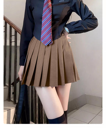 Beautifulfashionlife Girls Pleated Short Pleated Fancy Up Costumes Skirts (M,Dark Brown)