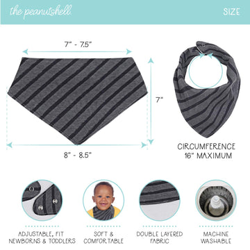 The Peanutshell Bandana Drool Bibs For Baby Boys Or Girls - 8 Pack Set For Feeding, Teething, Drooling