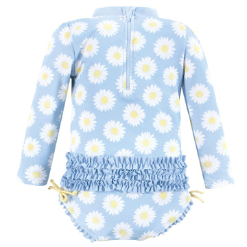 Hudson Baby Baby Girl'S Toddler Swimsuit, Blue Daisy