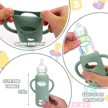 3 Pack Silicone Sleeves For Dr. Brown'S Glass Baby Bottles - Drop Protection Baby Bottle Sleeves,Compatible With Dr. Brown'S New