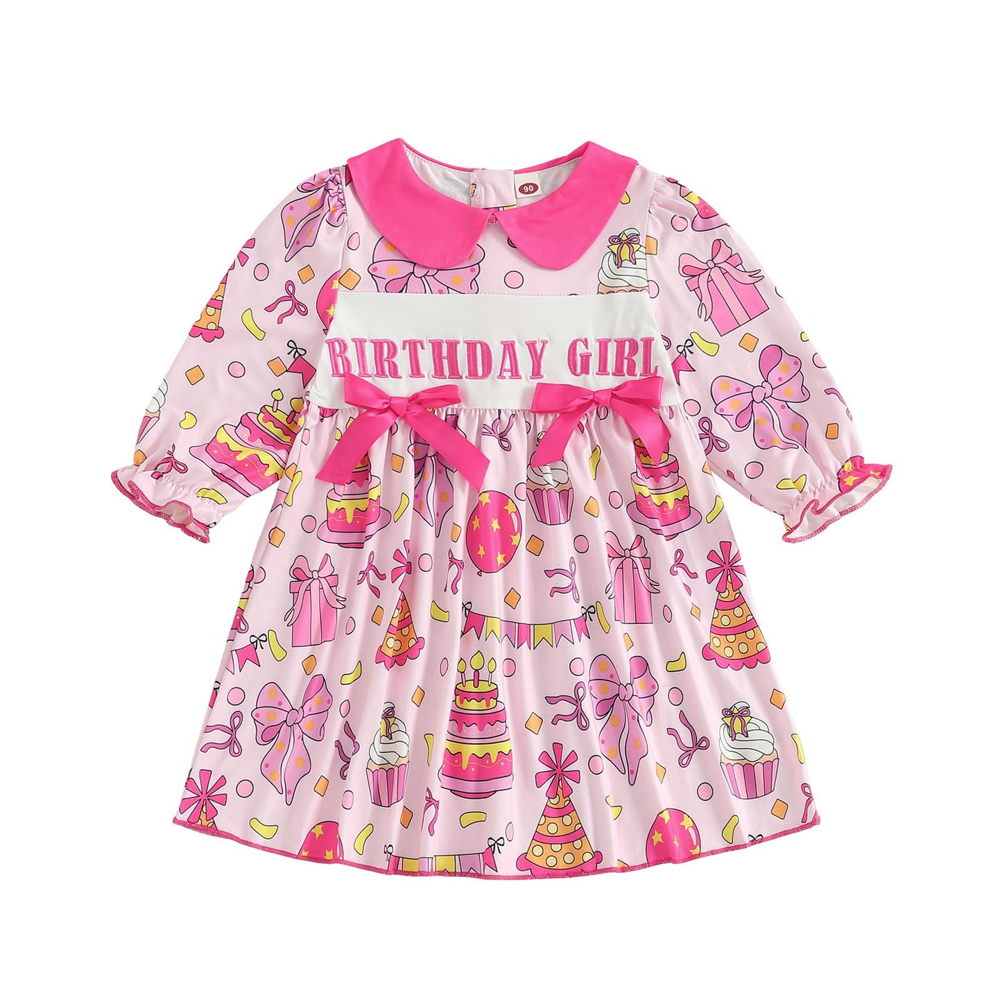 Toddler Baby Girl Fall Outfits Silly Goose Smocked Dress Long Sleeve Birthday Girl Dress Cute Smash Cake Clothes (Birthday Girl