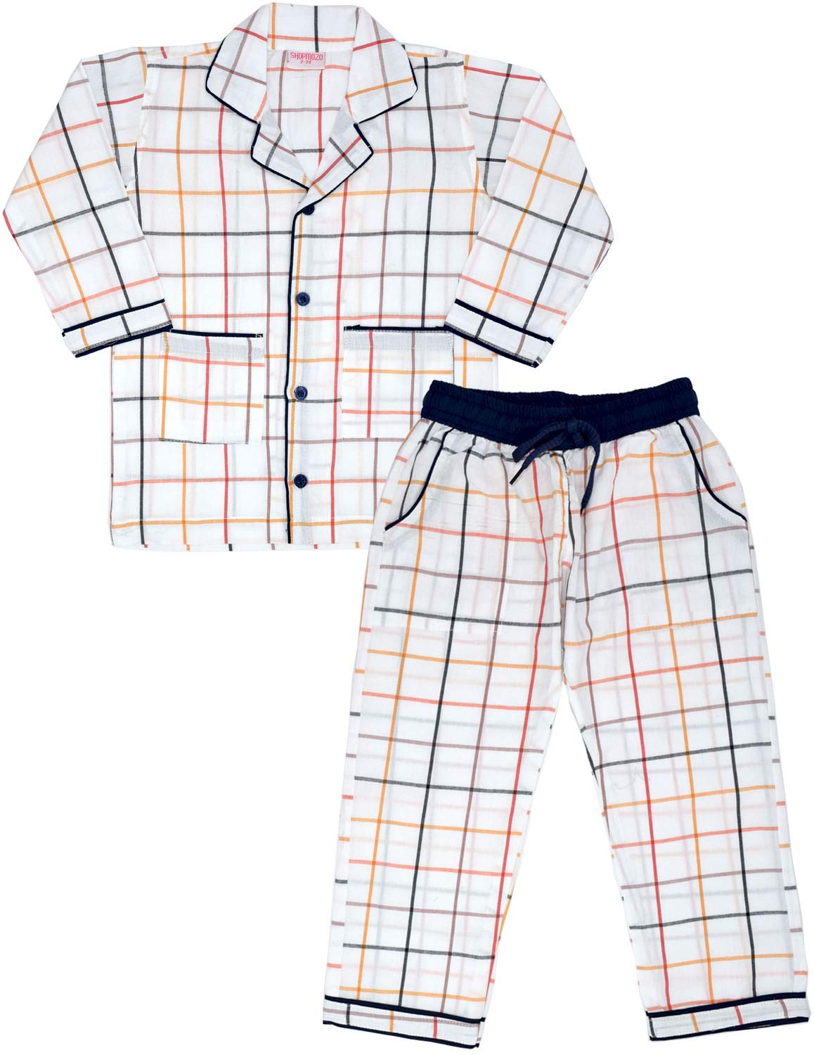 SHOPmOZO Unisex 100% Pure Cotton Printed Full Sleeved Kids Wear Night Suit for Boys and Girls Full Pyjama with Top Sleep Suit Co