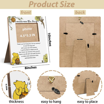 Hatzelou Winnie Baby Shower Sign Picture Frame, A Message From The Bump Baby Sonogram Picture Frame, Cute Bear Decor Baby Shower