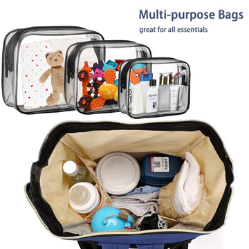 Diaper Bag With Organizing Pouches, Nappy Bags Handbag Multifunction Diaper Bag For Baby Care Travel Backpack Large Capacity Blu