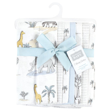 Hudson Baby Unisex Baby Cotton Flannel Burp Cloths 7-Pack, Boy Safari World, One Size