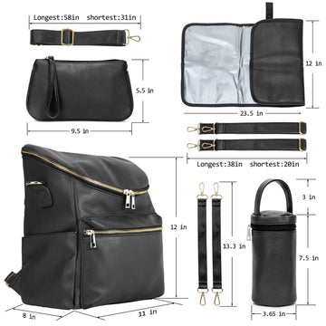 Minsong Diaper Bag Backpack,Fashion Leather Mommy Backpacks,Travel Toddler Baby Diaper Bags With In Bag Organizer And Changing P