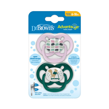 Dr. Brown'S Advantage Baby Pacifiers, 6 -18 Month, Pink, 2 Count