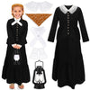 Panitay 6 Pc 1800S Colonial Costumes With Lace Cuffs Lace Collar Led Lantern For 100Th Day Of School Cosplay Party Girls Kids(Me