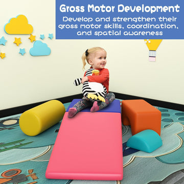 Cmfydaily 6 Piece Foam Climbing Blocks, Pu Leather Soft Play Large Baby Climbing Gym Indoor Climbing Toys For Toddlers 1-3 Insid