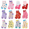 Hycles Toddler Socks With Grip Non-Skid 12 Pairs Baby Kids Sticky Slipper Cotton Crew Socks 5-7T Children/Boy/Girl