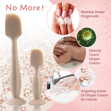 Lotbill Baby Diaper Cream Spatula, 2 Pack Butt Spatula Baby, Silicone Diaper Cream Applicator, Full-Size + Mini Butt Paste Spatu