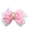 Birthday Hair Bow For Baby Girls 1 2 3 4 5 6 Years Sprinkle Decorations Confetti Ice Cream Party Pink Hair Accessories For 2Nd B