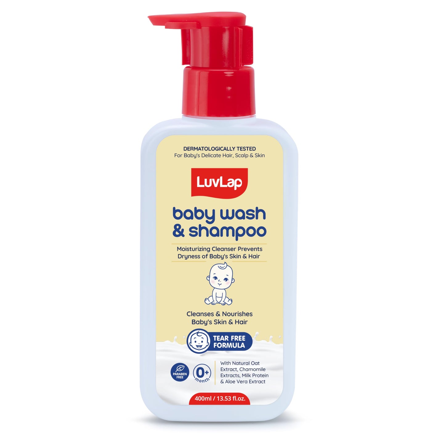Luvlap Baby Wash & Shampoo With Milk Protein & Shea Butter (400 Ml X Pack Of 2)
