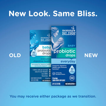 Mommy'S Bliss Baby Probiotic Drops, Daily Gas, Constipation And Colic Symptom Relief + Immune Support, Newborns & Up, 0.34 Fl Oz