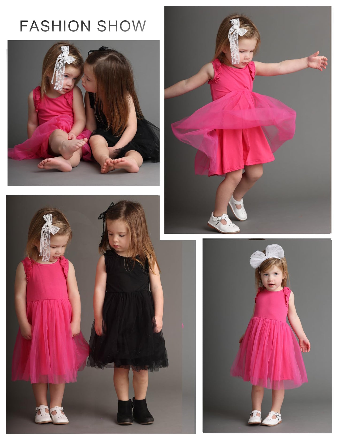 Flypigs Girl Dresses Toddler Ruffle Toddler Tutu Dress Casual Hot Pink Valentine Christmas Sundress For Kids For 5 Years