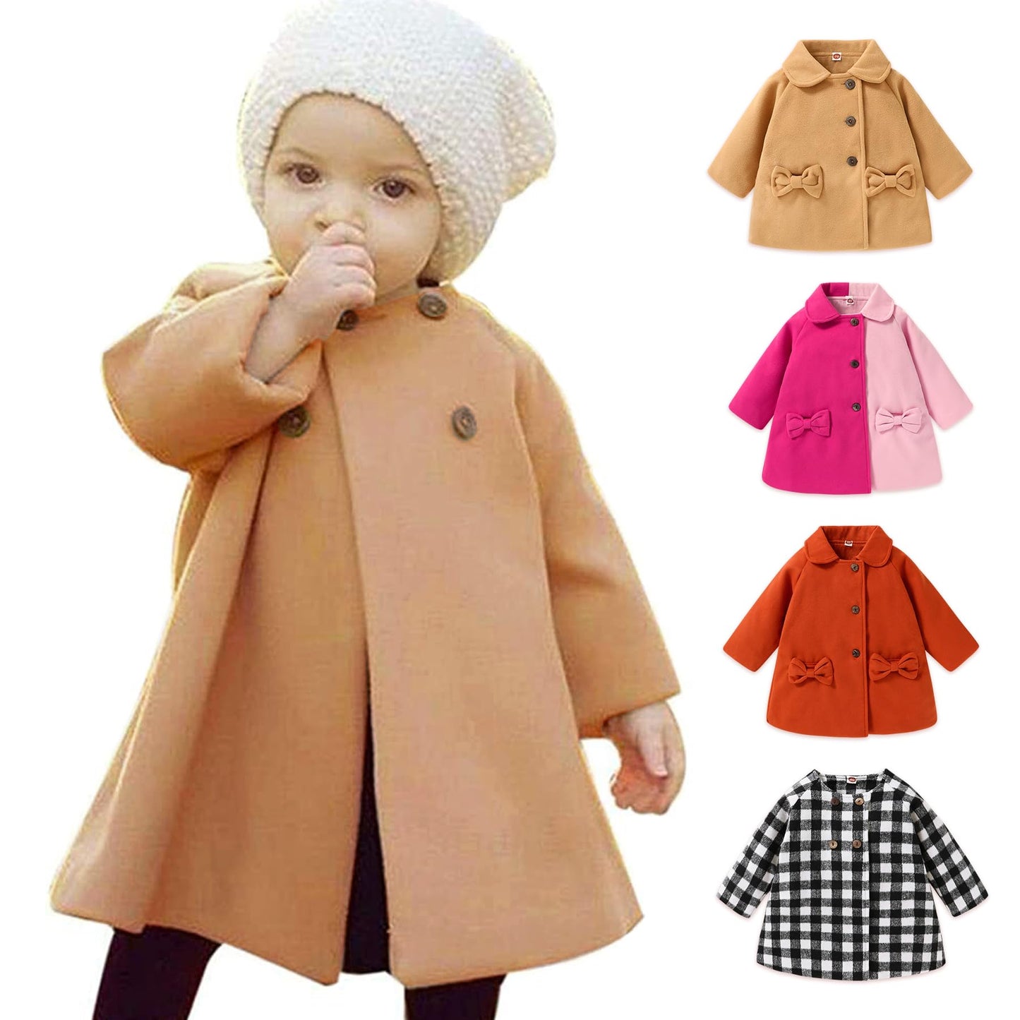 Swnone Baby Coats Spring Fall Kid Baby Girl Cloak Button Jacket Clothes Baby Outwear Clothes (Khaki Coat, 6-12 M)