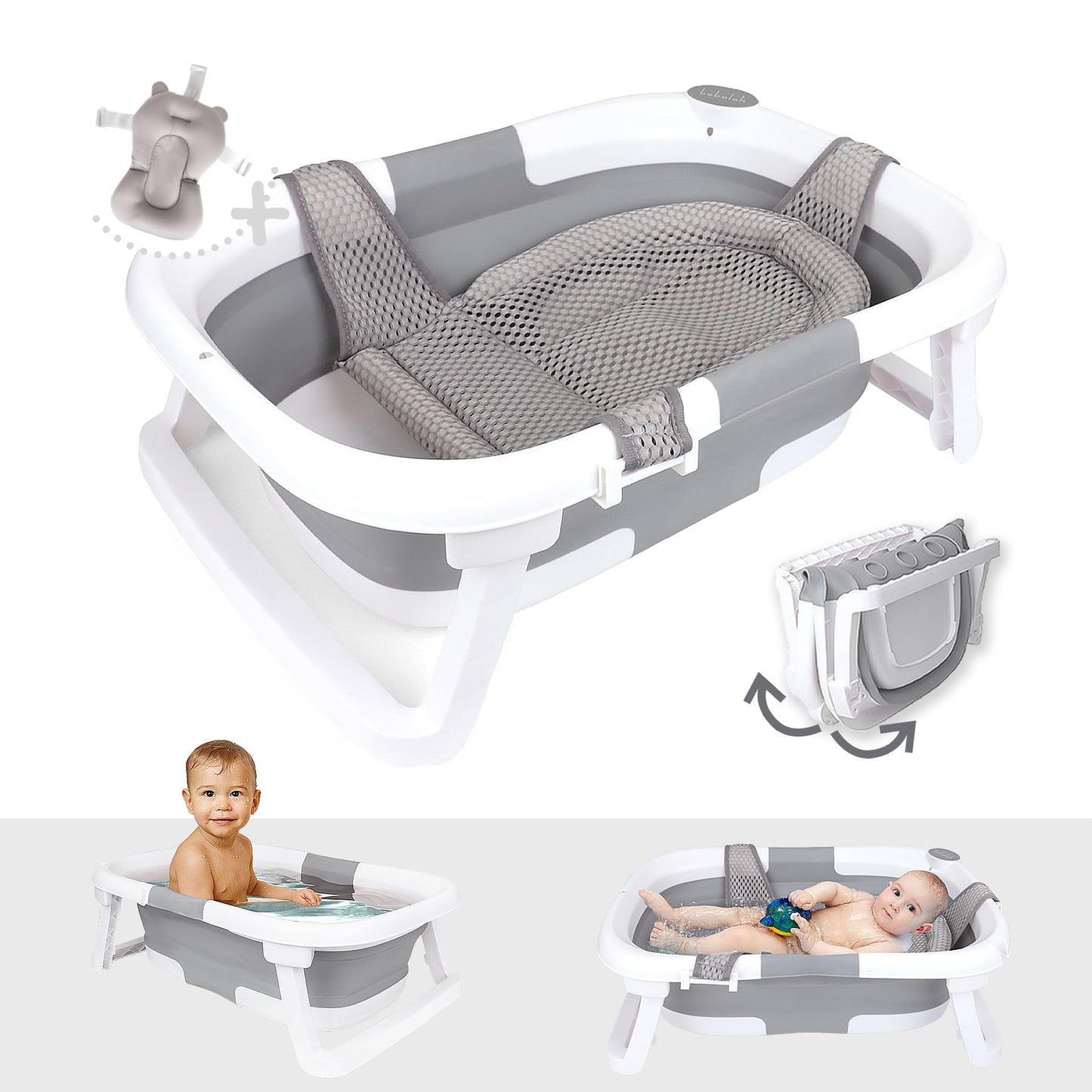 BEBELEH Collapsible Baby Bathtub - Bathtub + Baby tub Sling + Newborn Sling - Baby Bathtub Newborn to Toddler 0-24 Months - The