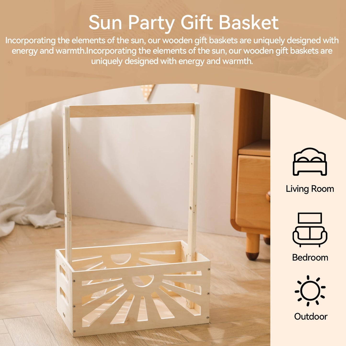 Wooden Baby Shower Crate Closet, Baby Basket With Adjustable Handle And Garland, Storage Crate Hamper, Baby Shower Wooden Gift C