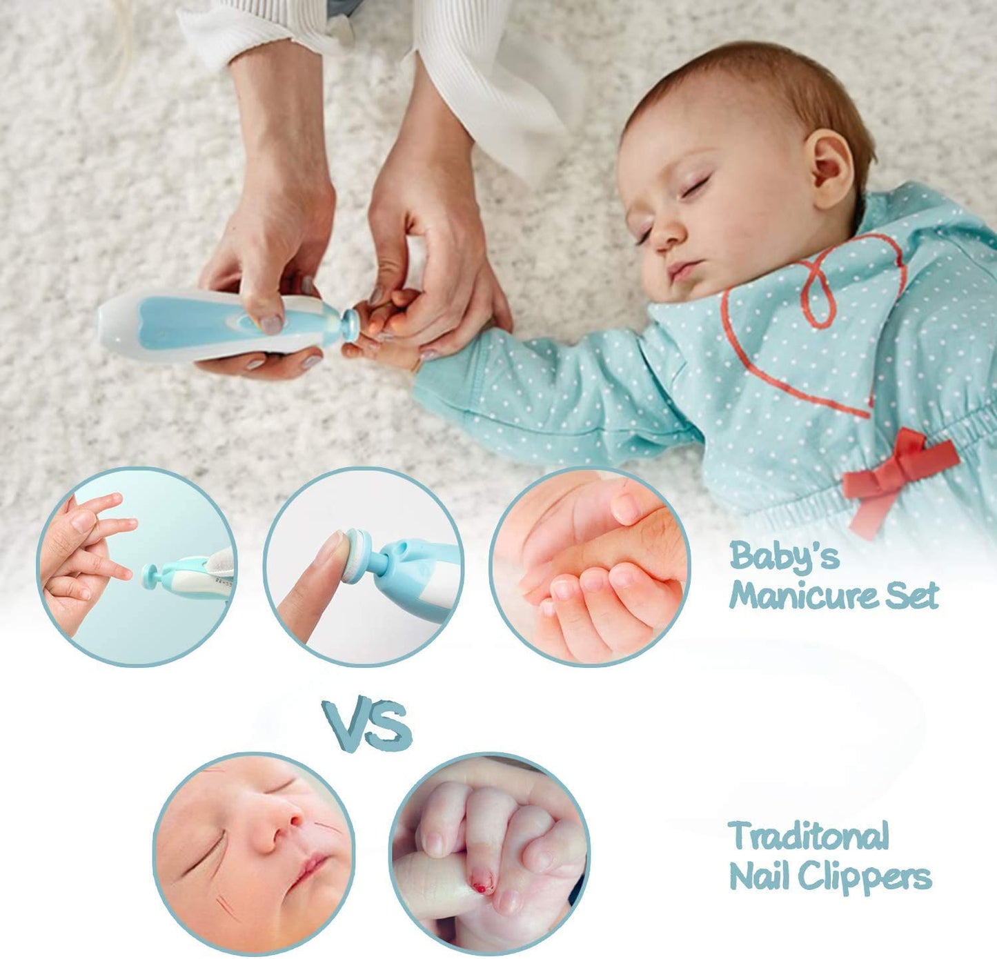 Baby Nail Trimmer File With Light Safe Electric Nail Clippers Kit For Newborn Infant Toddler Kids Toes And Fingernails Care, Pol