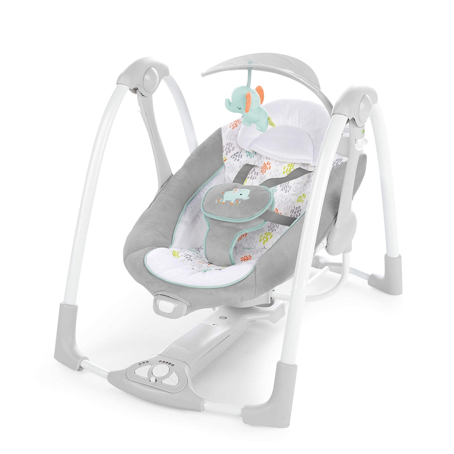 Ingenuity Convertme 2-In-1 Compact Portable Automatic Baby Swing & Infant Seat, Battery-Saving Vibrations, Nature Sounds, 0-9 Mo