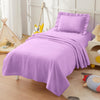 KKJIAF 3 Piece Toddler Sheet Set Microfiber, Includes a Flat Sheet, a Fitted Sheet and a Ruffle Pillowcase, Light Purple