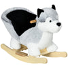 Qaba Wooden Rocking Horse, Husky Themed Rocking Animal for Baby, Animal Rocker Ride-On Toy for Kids 18+ Months with Realistic So