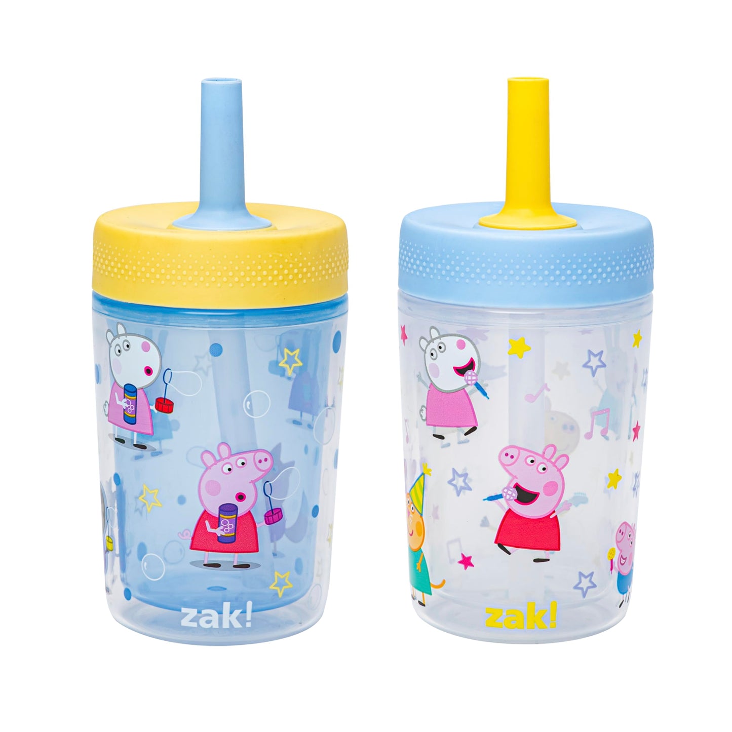 Zak Designs Peppa Pig Capri Toddler Tumblers For Travel or At Home, 9oz 2-Pack Double Wall Plastic Sippy Cups With Leak-Proof De